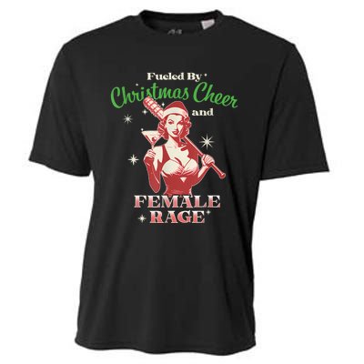 Fueled By Christmas Cheer And Female Rage Funny Liberal Cooling Performance Crew T-Shirt