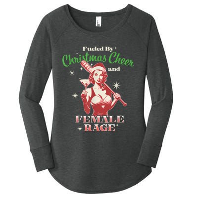 Fueled By Christmas Cheer And Female Rage Funny Liberal Women's Perfect Tri Tunic Long Sleeve Shirt