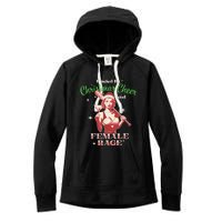 Fueled By Christmas Cheer And Female Rage Funny Liberal Women's Fleece Hoodie