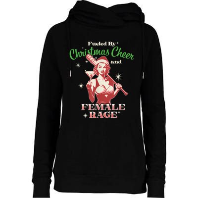 Fueled By Christmas Cheer And Female Rage Funny Liberal Womens Funnel Neck Pullover Hood