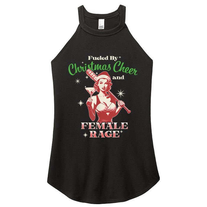 Fueled By Christmas Cheer And Female Rage Funny Liberal Women's Perfect Tri Rocker Tank