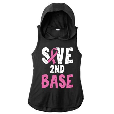 Funny Breast Cancer Awareness Month Save Second 2nd Base Gift Ladies PosiCharge Tri-Blend Wicking Draft Hoodie Tank