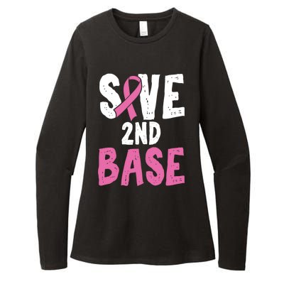 Funny Breast Cancer Awareness Month Save Second 2nd Base Gift Womens CVC Long Sleeve Shirt