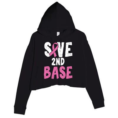 Funny Breast Cancer Awareness Month Save Second 2nd Base Gift Crop Fleece Hoodie