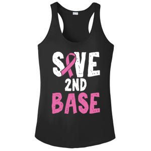 Funny Breast Cancer Awareness Month Save Second 2nd Base Gift Ladies PosiCharge Competitor Racerback Tank