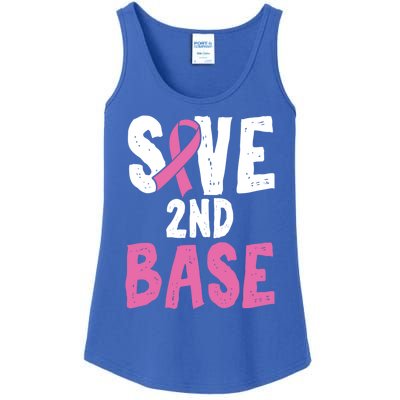 Funny Breast Cancer Awareness Month Save Second 2nd Base Gift Ladies Essential Tank