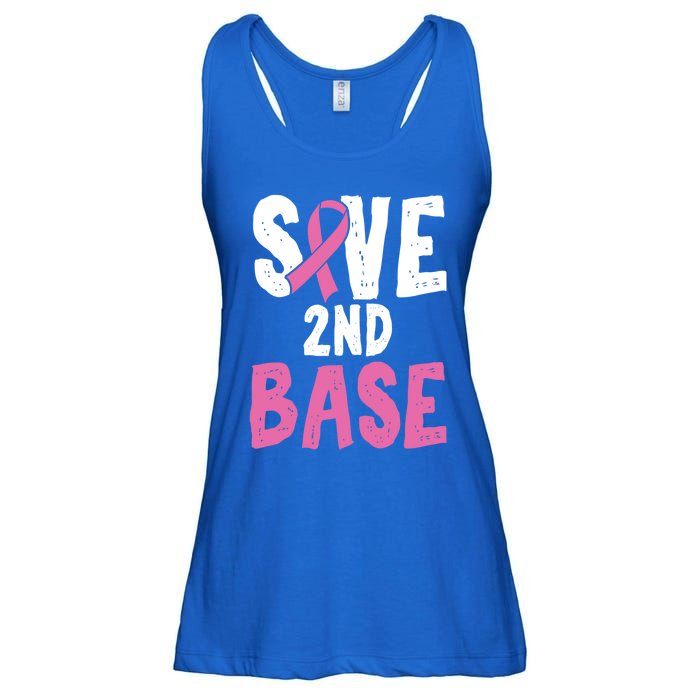 Funny Breast Cancer Awareness Month Save Second 2nd Base Gift Ladies Essential Flowy Tank