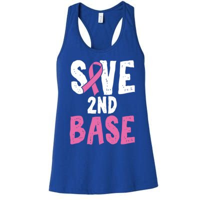 Funny Breast Cancer Awareness Month Save Second 2nd Base Gift Women's Racerback Tank