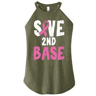 Funny Breast Cancer Awareness Month Save Second 2nd Base Gift Women's Perfect Tri Rocker Tank