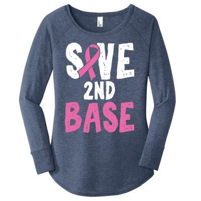 Funny Breast Cancer Awareness Month Save Second 2nd Base Gift Women's Perfect Tri Tunic Long Sleeve Shirt