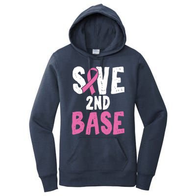 Funny Breast Cancer Awareness Month Save Second 2nd Base Gift Women's Pullover Hoodie