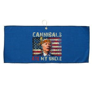 Funny Biden Cannibals Ate My Uncle Large Microfiber Waffle Golf Towel