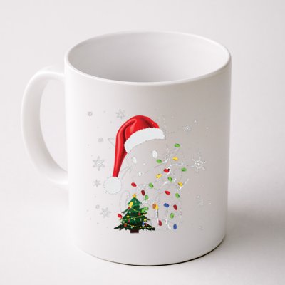 Funny Black Cat Christmas Lights Santa Hat Xmas Coffee Mug