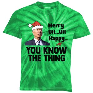 Funny Biden Christmas Confused Biden Santa Hat Kids Tie-Dye T-Shirt