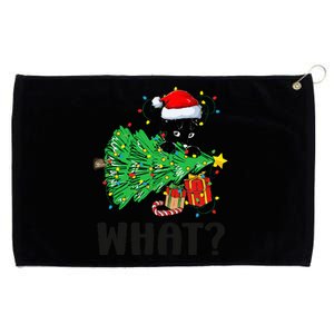 Funny Black Cat Gift Pushing Christmas Tree Over Cat What  Grommeted Golf Towel