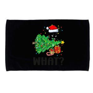 Funny Black Cat Gift Pushing Christmas Tree Over Cat What  Microfiber Hand Towel