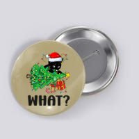 Funny Black Cat Gift Pushing Christmas Tree Over Cat What  Button