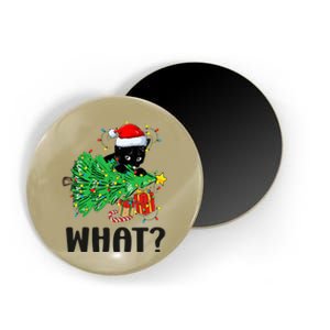 Funny Black Cat Gift Pushing Christmas Tree Over Cat What  Magnet