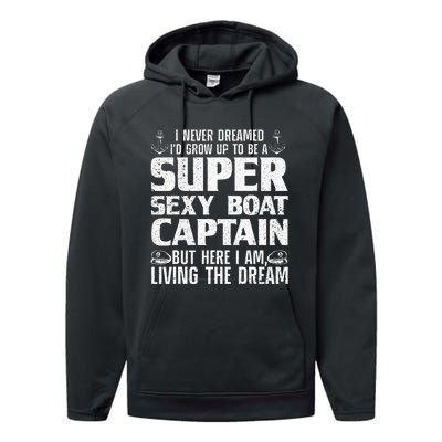 Funny Boat Captain Boating Performance Fleece Hoodie