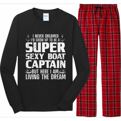 Funny Boat Captain Boating Long Sleeve Pajama Set