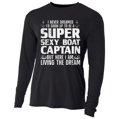 Funny Boat Captain Boating Cooling Performance Long Sleeve Crew