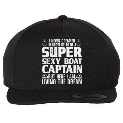 Funny Boat Captain Boating Wool Snapback Cap