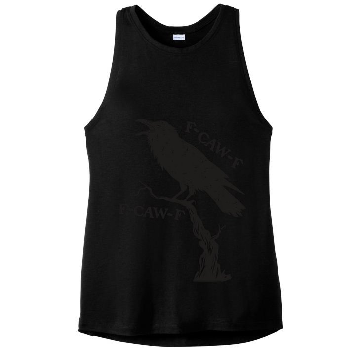 F-Caw-F Black Crow Pun Funny Bird Cawing Grunge Ladies PosiCharge Tri-Blend Wicking Tank