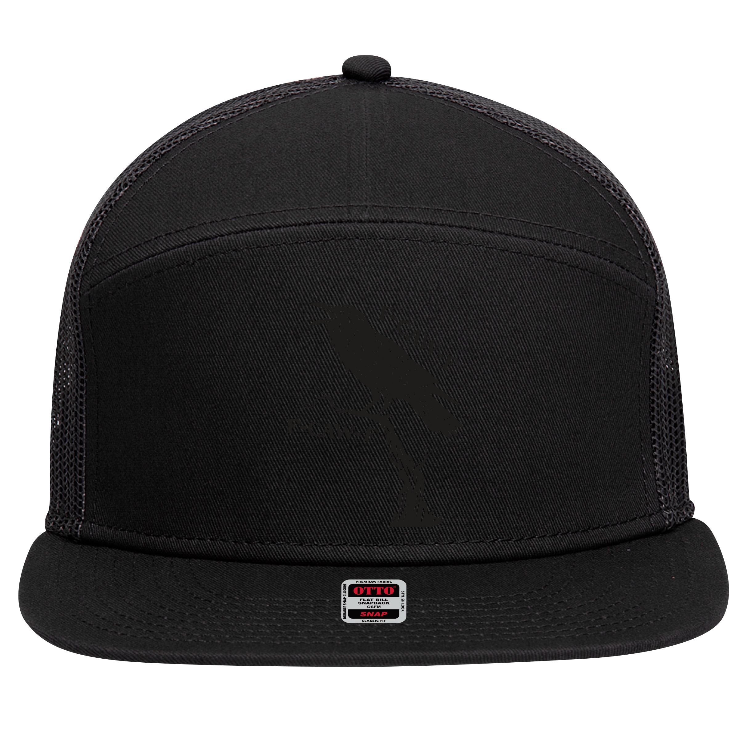 F-Caw-F Black Crow Pun Funny Bird Cawing Grunge 7 Panel Mesh Trucker Snapback Hat