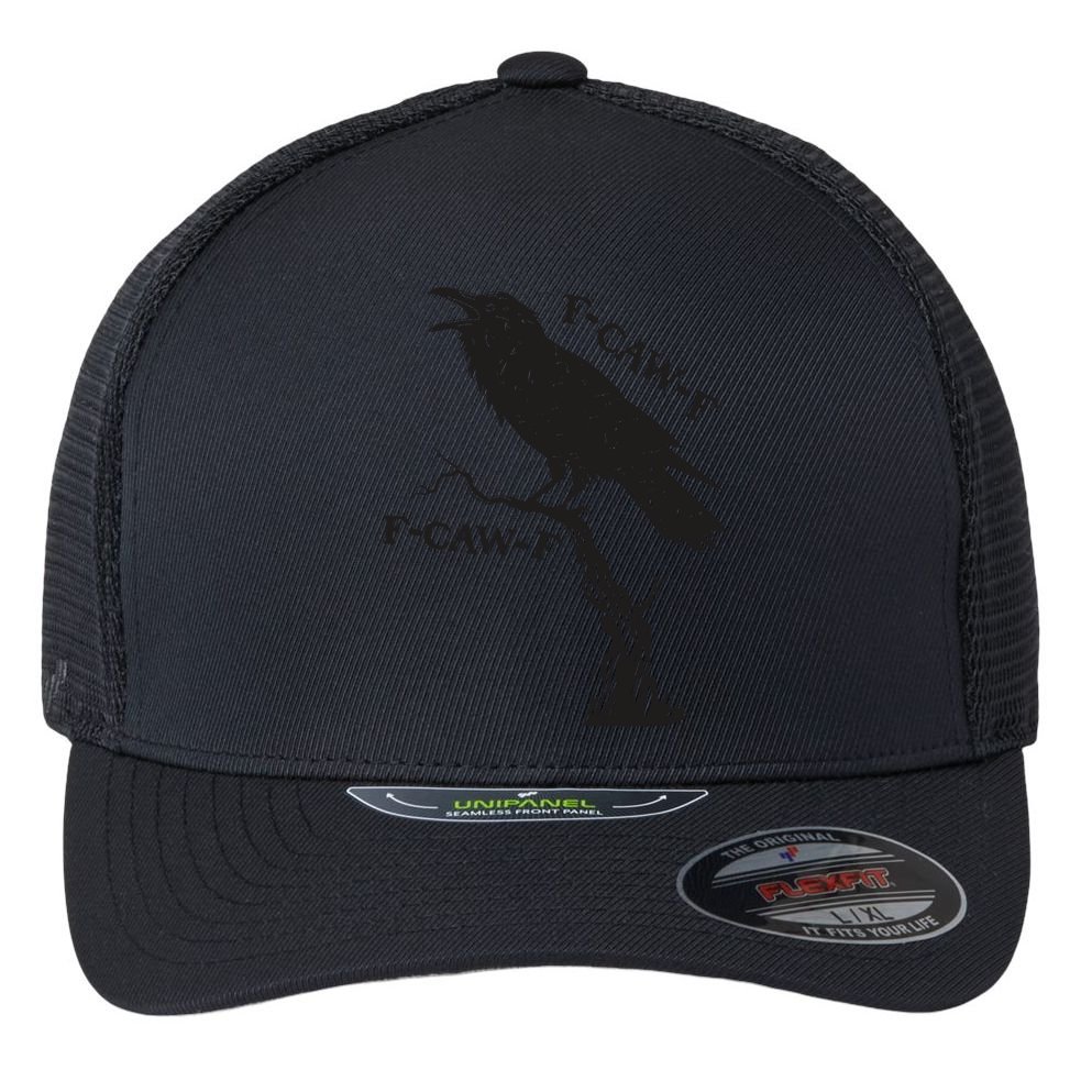 F-Caw-F Black Crow Pun Funny Bird Cawing Grunge Flexfit Unipanel Trucker Cap
