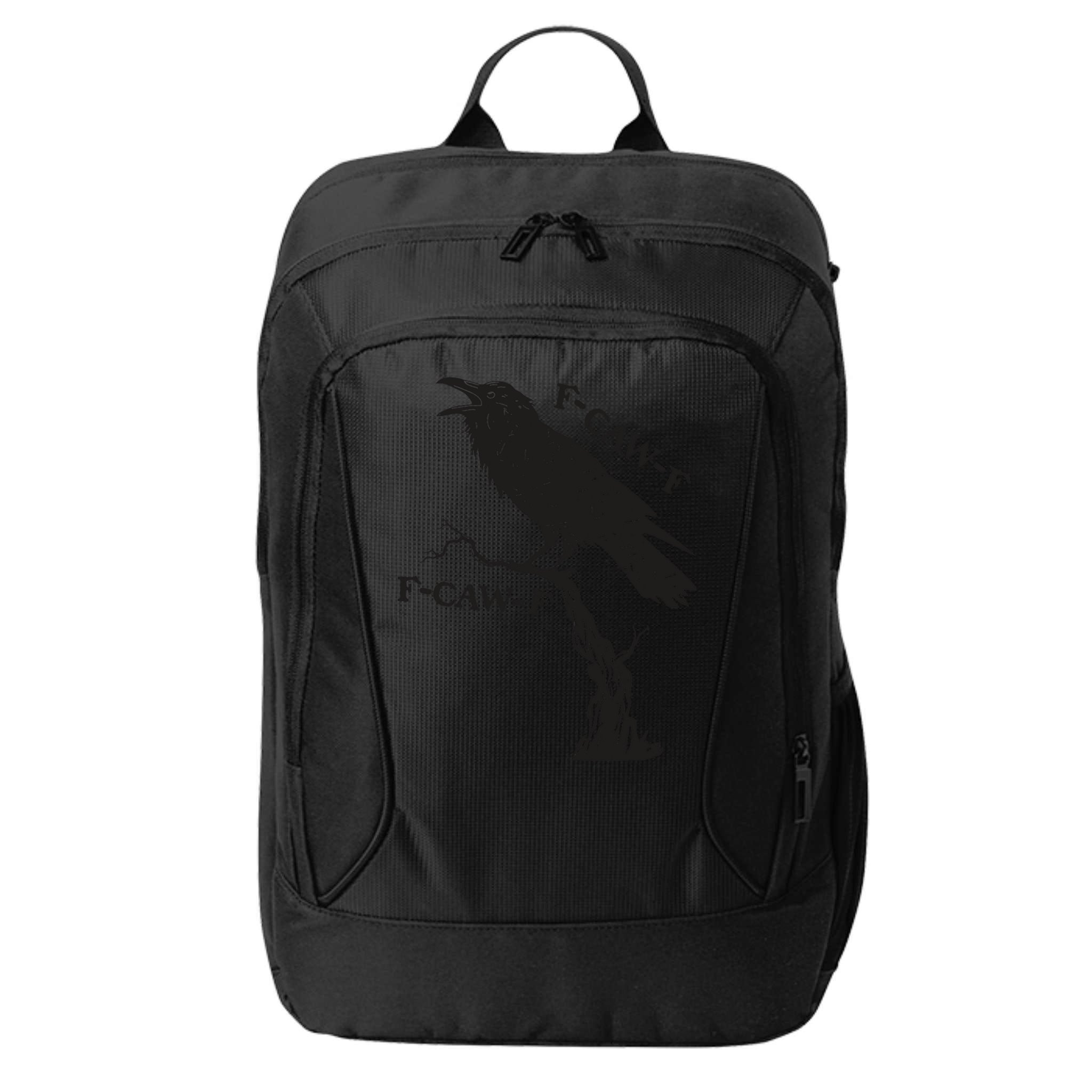 F-Caw-F Black Crow Pun Funny Bird Cawing Grunge City Backpack