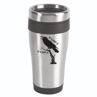 F-Caw-F Black Crow Pun Funny Bird Cawing Grunge 16oz Travel Tumbler