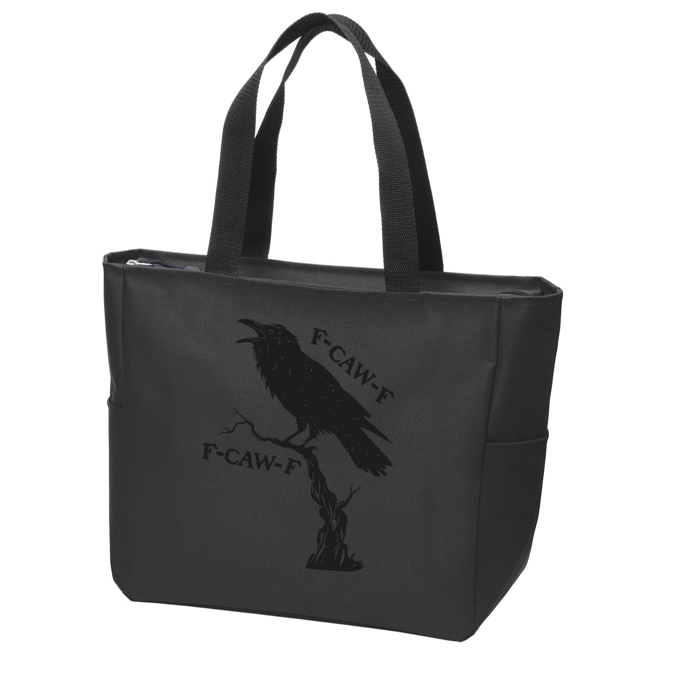 F-Caw-F Black Crow Pun Funny Bird Cawing Grunge Zip Tote Bag