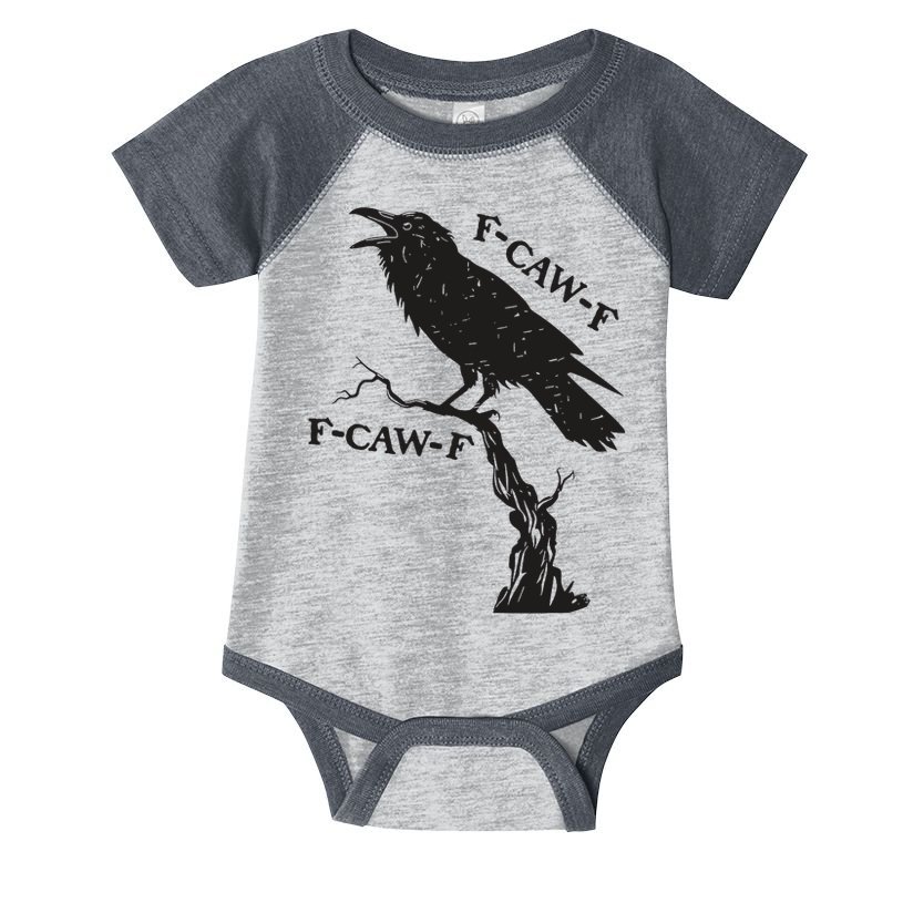 F-Caw-F Black Crow Pun Funny Bird Cawing Grunge Infant Baby Jersey Bodysuit