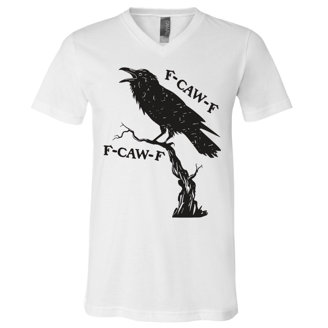 F-Caw-F Black Crow Pun Funny Bird Cawing Grunge V-Neck T-Shirt