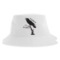 F-Caw-F Black Crow Pun Funny Bird Cawing Grunge Sustainable Bucket Hat