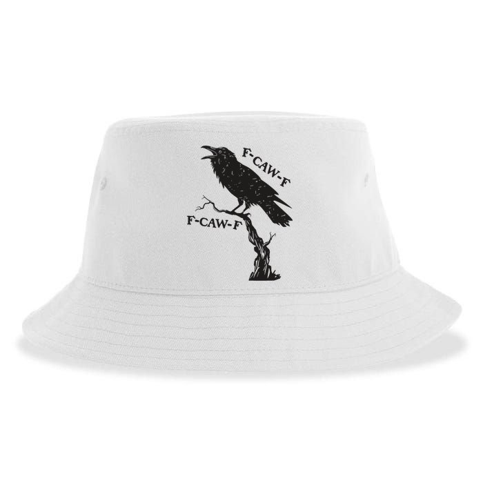 F-Caw-F Black Crow Pun Funny Bird Cawing Grunge Sustainable Bucket Hat