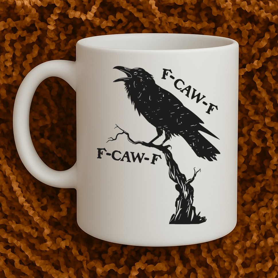 F-Caw-F Black Crow Pun Funny Bird Cawing Grunge Mug