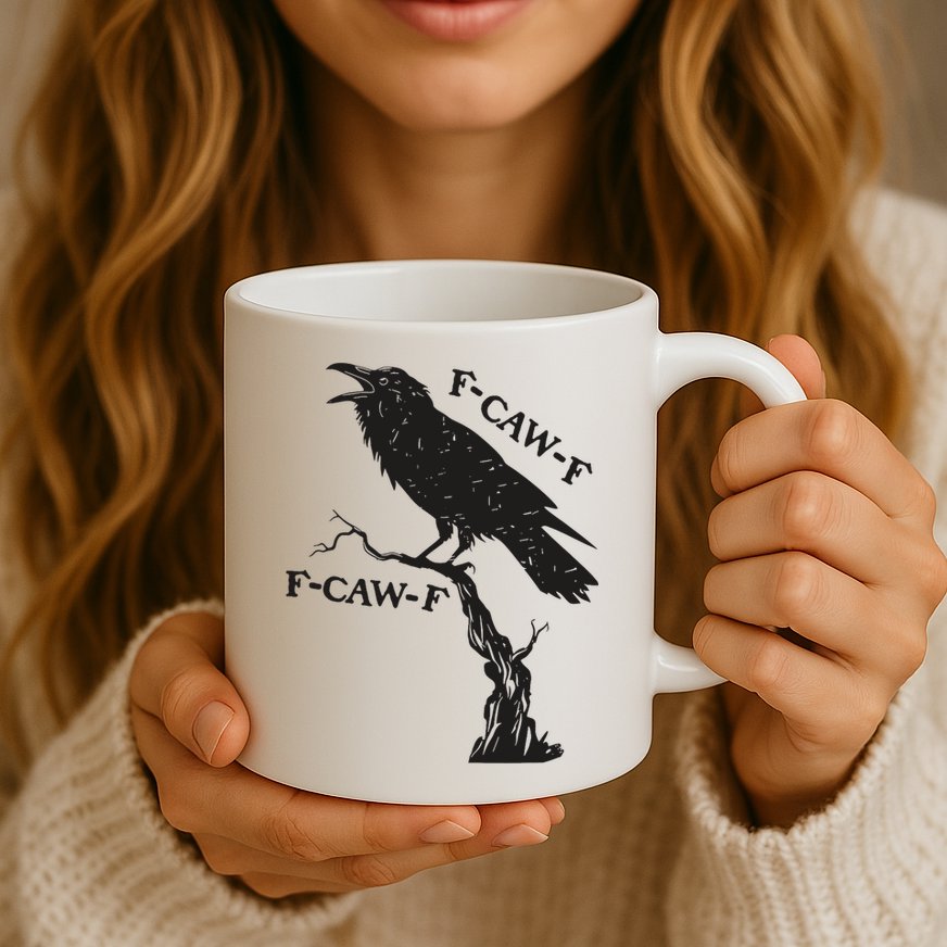 F-Caw-F Black Crow Pun Funny Bird Cawing Grunge Mug