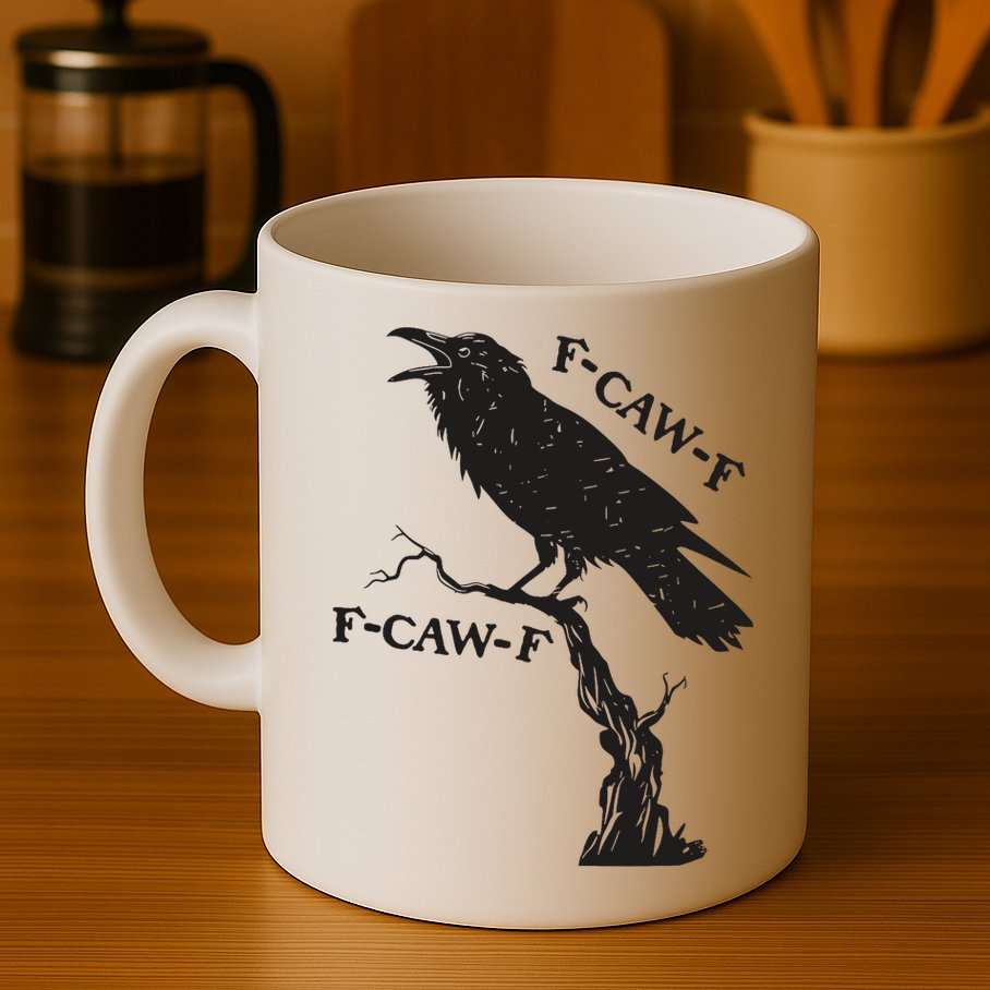 F-Caw-F Black Crow Pun Funny Bird Cawing Grunge Mug