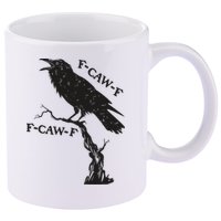 F-Caw-F Black Crow Pun Funny Bird Cawing Grunge 11oz C Handle Ceramic Mug
