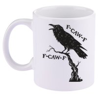 F-Caw-F Black Crow Pun Funny Bird Cawing Grunge 11oz C Handle Ceramic Mug