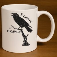 F-Caw-F Black Crow Pun Funny Bird Cawing Grunge 11oz C Handle Ceramic Mug