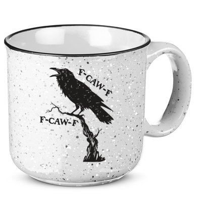 F-Caw-F Black Crow Pun Funny Bird Cawing Grunge 15oz Campfire Ceramic Mug