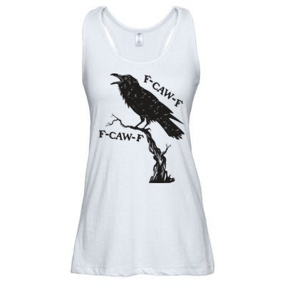 F-Caw-F Black Crow Pun Funny Bird Cawing Grunge Ladies Essential Flowy Tank