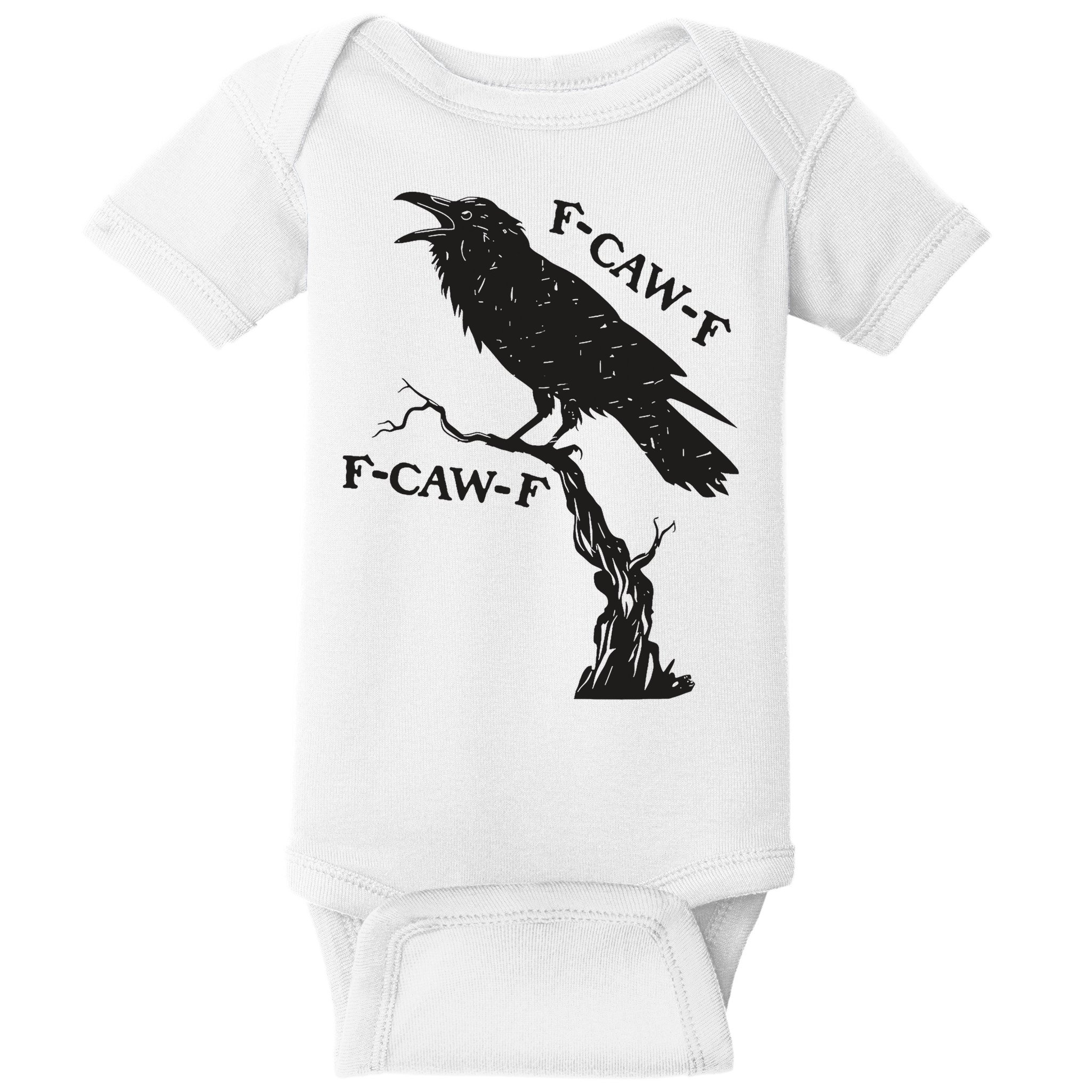 F-Caw-F Black Crow Pun Funny Bird Cawing Grunge Baby Bodysuit