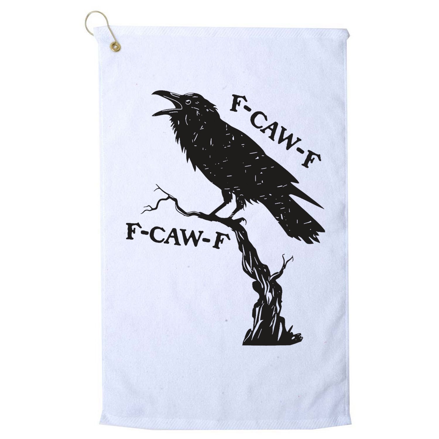 F-Caw-F Black Crow Pun Funny Bird Cawing Grunge Golf Towel