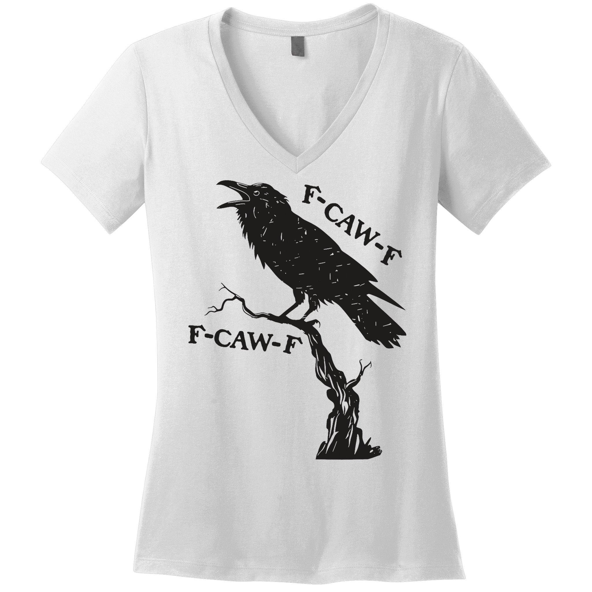 F-Caw-F Black Crow Pun Funny Bird Cawing Grunge Women's V-Neck T-Shirt