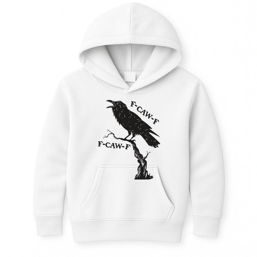 F-Caw-F Black Crow Pun Funny Bird Cawing Grunge Kids Hoodie