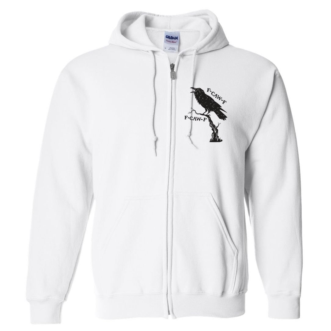 F-Caw-F Black Crow Pun Funny Bird Cawing Grunge Full Zip Hoodie