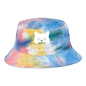 Funny Black Cat Judging You Silently Sarcastic Cat Mom Cute Gift Tie Dye Newport Bucket Hat